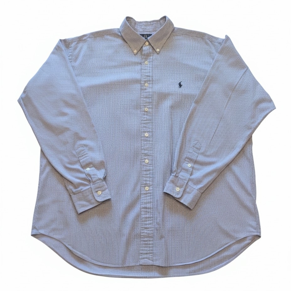 Ralph Lauren Blake Shirt Men XL Blue Red Micro Check Gingham Button Down LS Pony